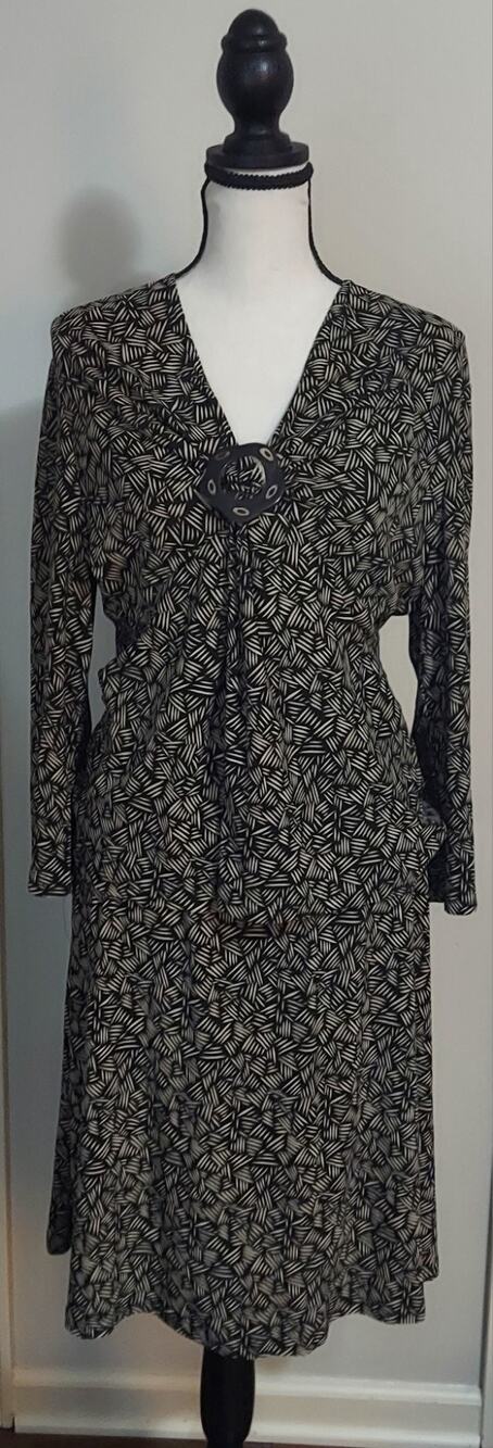 NWT Coldwater Creek 2-Piece Skirt Set Women's Large L Black Tan Abstract Knit